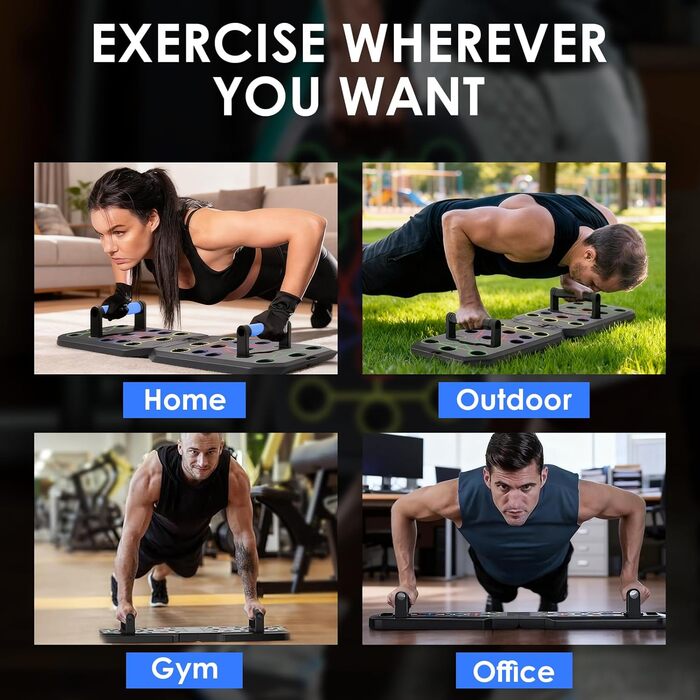 Розкладна дошка для віджимань з гумовими петлями та лічильником/таймером для фітнесу та тренування м'язів грудей