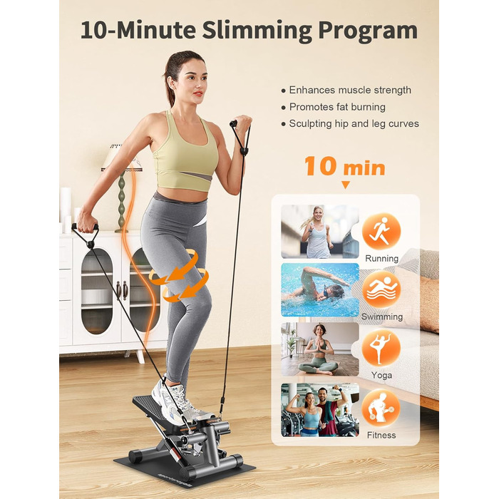 Степпер Sportsroyals Up-Down-Twister для дому з тросами та LCD дисплеєм, до 150 кг