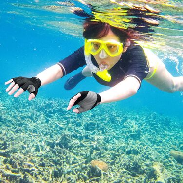 Спортивні рукавички FitsT4 для серфінгу та водних видів спорту, 3/4 пальці, чорний (M)