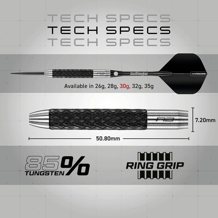 Дротики Red Dragon Rat 30 г вольфрамові з крилами та хвостовиками