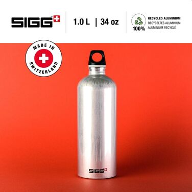 Алюмінієва пляшка для води Sigg Traveller 1 л, герметична, підходить для газованих напоїв, BPA-free, Швейцарія
