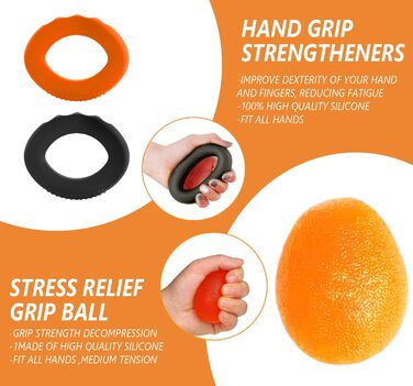 Handtrainer (10 шт) для розвитку м'язів передпліч, кистей та пальців - тренажер для рук, гіроскоп для реабілітації та збільшення сили хвату