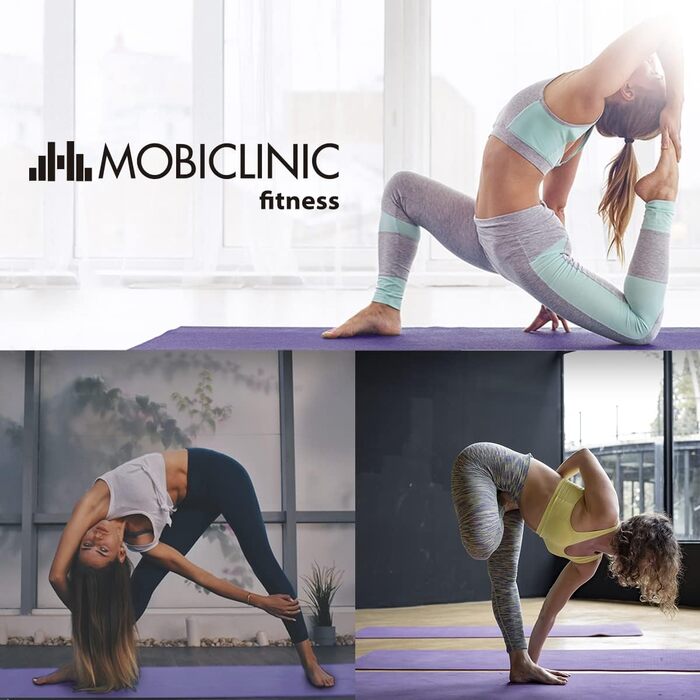 Йога мат Mobiclinic® 181x61 см, 6 мм, фіолетовий, з ремінцем, нековзний, миючий, водонепроникний