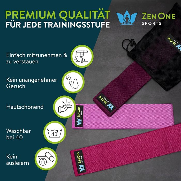 Гумові еластичні стрічки ZenOne Sports® для фітнесу - 6 рівнів опору, збірник вправ. Ідеально для кроссфіту, силових тренувань та розминки