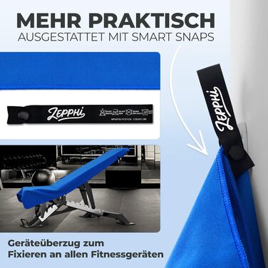 Рушник для фітнесу Zepphi: великий (120x50 см) + маленький (80x30 см) | Мікрофібра, кишеня на блискавці | Швидковисихаючий, для спортзалу та тренувань, блакитний