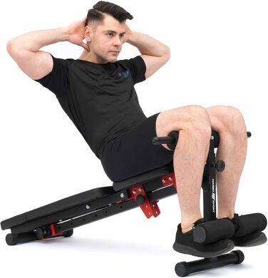 Універсальна регульована тренувальна лава Marbo Sport MH-L111 2.0 з бенкюрлером, чорна-червона, вироблено в ЄС