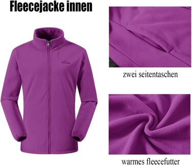 Жіноча 3-в-1 куртка Ysento: водонепроникна, вітрозахисна, з флісовою підкладкою та знімна капюшон. Функціональна зимова куртка для активного відпочинку. Розмір M, фіолетовий колір.