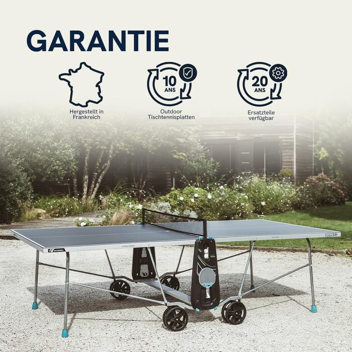Стіл для тенісу Cornilleau 100X: складаний, вуличний, блакитний/сірий, стійкий до погодних умов, 4 мм меламінова смола