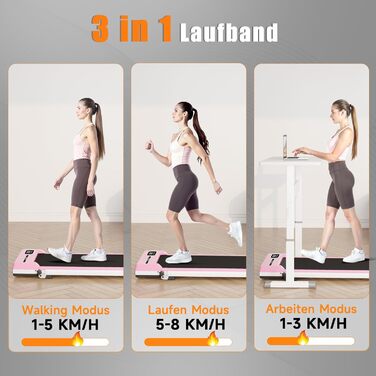 Біговий доріжки Dskeuzeew складний з нахилом - 4 в 1 Walking Pad з 5% нахилом для дому, рожевий
