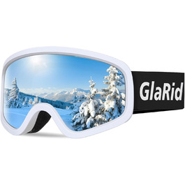 Дитячі лижні окуляри GlaRid, сноубордичні окуляри, антифог, 100% UV400 захист, білі