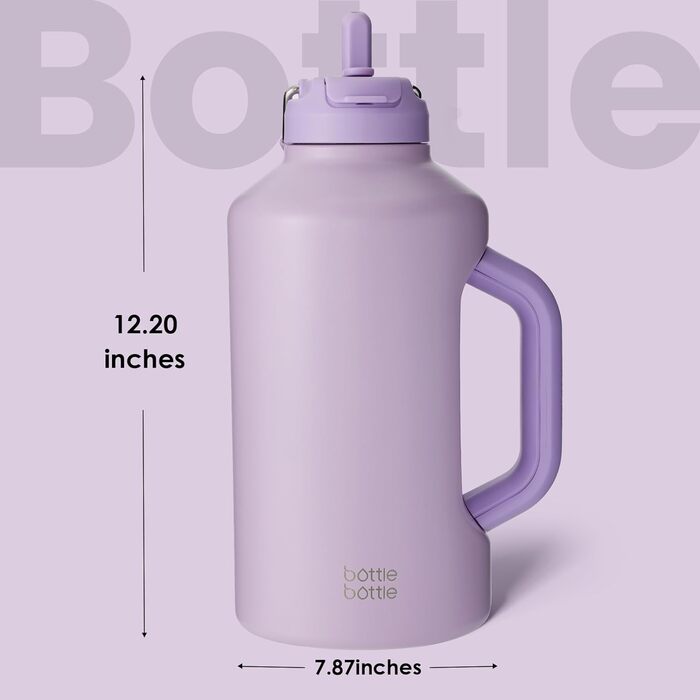 Термос пляшка BOTTLE BOTTLE ізольована з трубочкою і подвійною кришкою, спортивна нержавіюча пляшка для води з ручкою, вакуумна, для тренувань, фітнесу, футболу та спорту