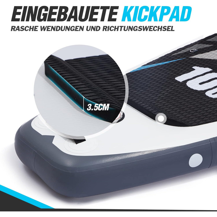 Надувний SUP Борд Zupapa 320/366см з аксесуарами | Stand Up Paddle Board з сидінням для каяка | Чорно-сірий-білий