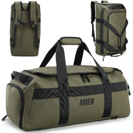 Спортивна сумка-рюкзак MIER 60L для подорожей та фітнесу, містка дорожня сумка з відділенням для взуття, зелена