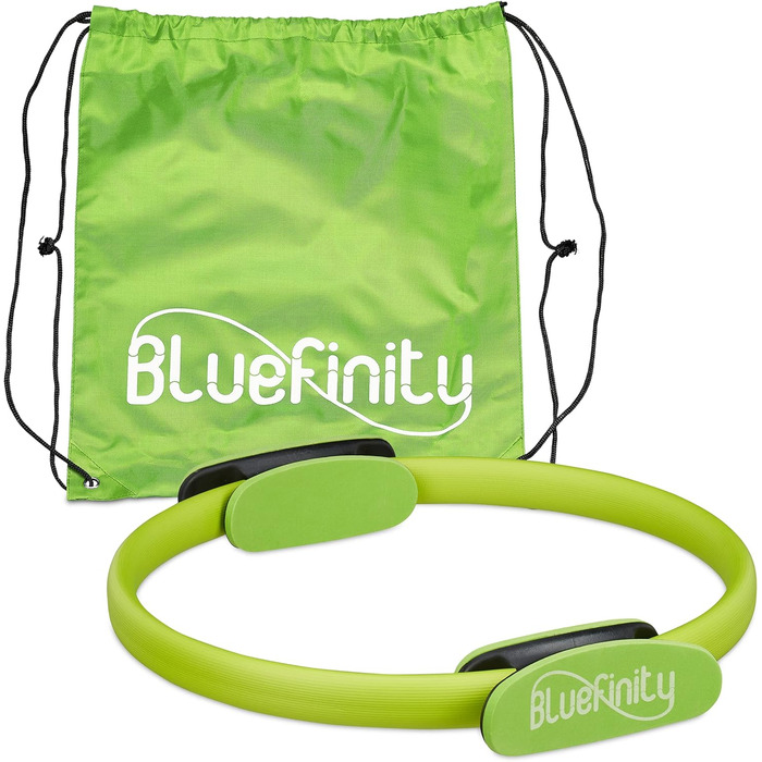Пілатес кільце Bluefinity з подвійними ручками, м'яке, фіброволокно, для йоги та фітнесу, 2 шт, зелений, Ø 37 см + вправи