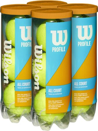 Тенісні м’ячі Wilson Prime All Court для всіх покриттів, жовті, 4 банки по 3 м’ячі (12 шт.)
