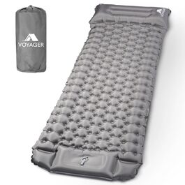 Самонадувний килимок для кемпінгу Voyager Single Ultraleicht (40D Nylon + TPU), сірий, для туризму, піших прогулянок, рюкзаків