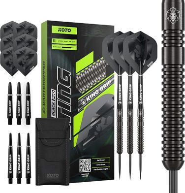 Дарти KOTO Sting Black 22г, сталеві, 90% Tungsten, комплект (3 шт) + пір'я та штоки