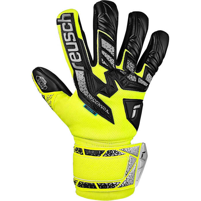 Воротарські рукавички Reusch Attrakt Freegel Silver Junior дитячі, для футболу, дихаючі, універсальні (жовто-срібно-чорні)