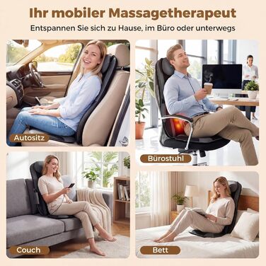 Масажна подушка Shiatsu COSTWAY з 4 роликовими вузлами та 2 вібраційними моторами, 3D масажна килимок, масажер спини з підігрівом для дому та офісу