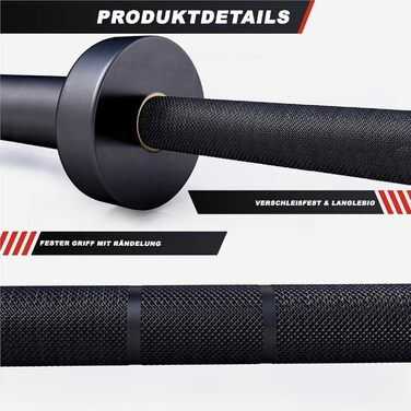 Олімпійський гриф GORILLA SPORTS 220 см, 50 мм, 20 кг, сталь, керамічне покриття, чорний/синій