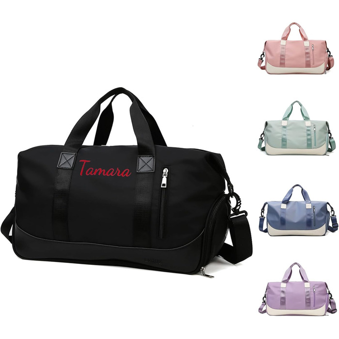 Персоналізована спортивна сумка для залу та подорожей з відділенням для взуття та мокрих речей, жіноча сумка-дафл 35Л (Чорна)