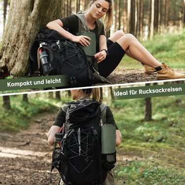 Килимок для кемпінгу Hausprofi Isomatte: ультралегкий надувний килимок з насосом та подушкою, для туризму, пляжу, відпочинку на природі, армійного кольору