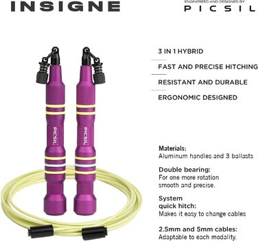 Стрибалка Picsil Insigne, універсальна скакалка для фітнесу, швидкісна, обтяжена або для кросовера, регульована для будь-яких тренувань