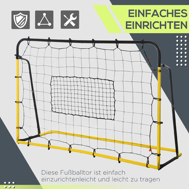 HOMCOM Kickback Football Rebounder Goal Rebound Wall 184x63x123см для футболу Баскетбол Бейсбол, жовтий чорний