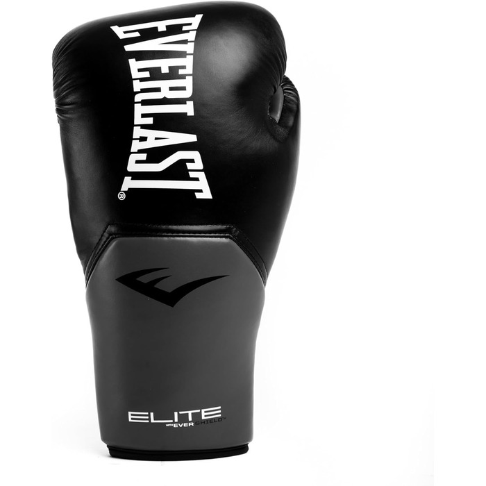 Боксерські рукавички Everlast Elite 2, 12oz, чорно-сірі, для спарингу та тренувань з мішком, клямкові