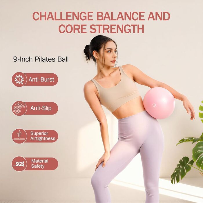 Pilates-кільце Slim Panda з м'ячем, гумками та сумкою, рожеве - 35 см