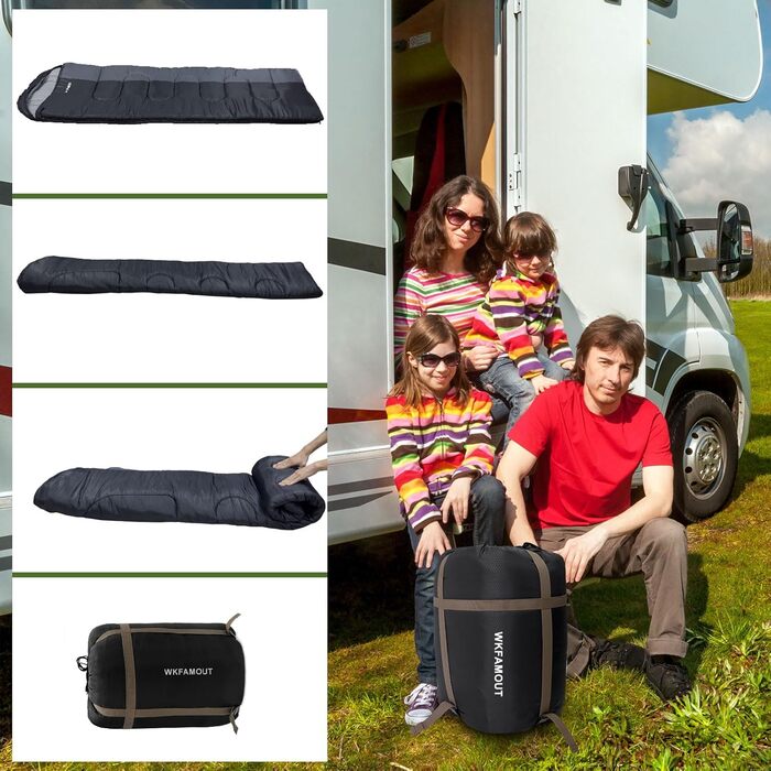 Сплячий мішок Outdoor для дорослих, машинного прання, зимовий, водонепроникний, 3-4 сезони, з компресійним мішком. Підходить для кемпінгу, походів, подорожей. Температурний режим: 0°C (комфорт 5°C). Чорний (220x85 см, L)