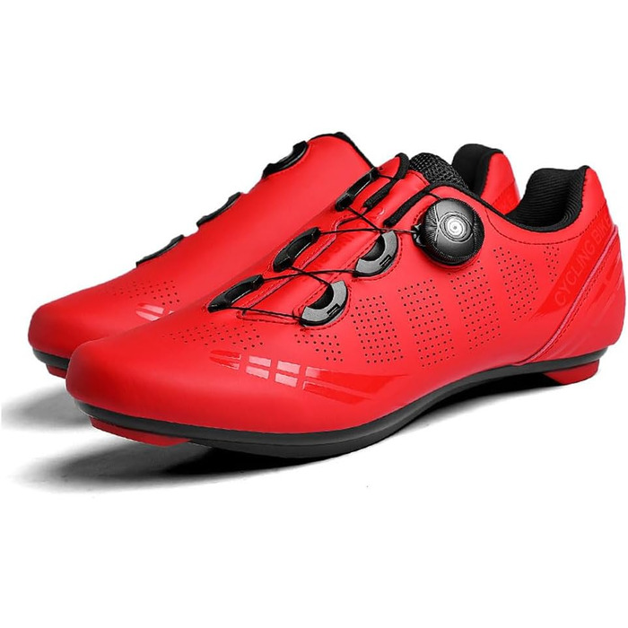 Велотуфлі для чоловіків та жінок, велотуфлі для шосе з клітами, SPD, для гірських та шосейних велосипедів, сумісні з MTB, для занять на відкритому повітрі та в залі, розміри 36-47 EU, білий (39 EU, червоний)