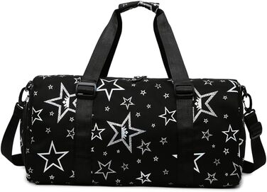 Дитяча спортивна сумка-рюкзак з відділенням для взуття та мокрих речей, плавальна сумка, спортивна сумка з принтом зірок для дівчаток, складана сумка для занять гімнастикою, танців та тренувань (зелена, чорна)