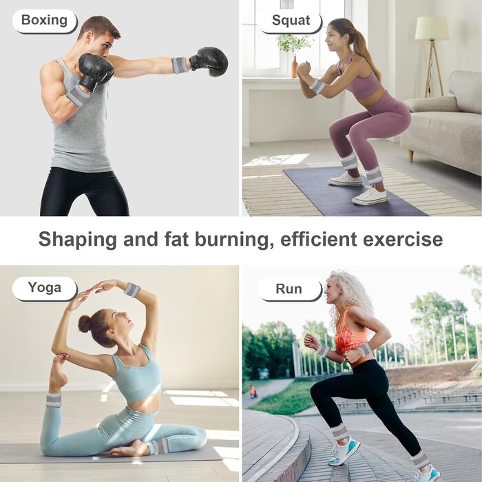 Важкі манжети для ніг та рук (0,5 кг) - 2 шт. для пілатесу, йоги, ходьби, бігу, аеробіки (сірий)