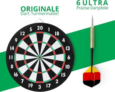 Stagecaptain DBP-1810 Bullseye паперова дартс-дошка з дротиками, двостороння, набір для початківців, 6 дротиків, 4 набори хвостовиків