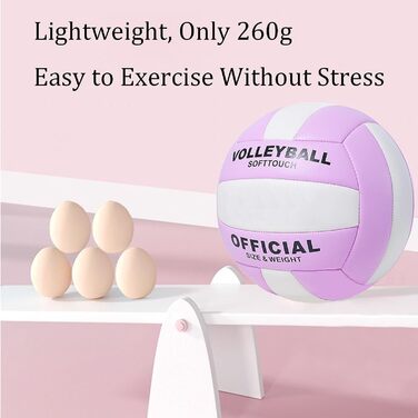 Волейбольний м'яч офіційний розмір 5, комплект з м'яким м'ячем для гри в приміщенні, на вулиці, на пляжі, тренувальний інвентар для волейболу та басейну, фітнес-зал, зелено-білий (фіолетовий/білий)