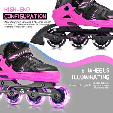 Розсувні ролики Kuxuan для дітей та підлітків, з підсвічуванням, для початківців (червоний, розмір EU 34-37)