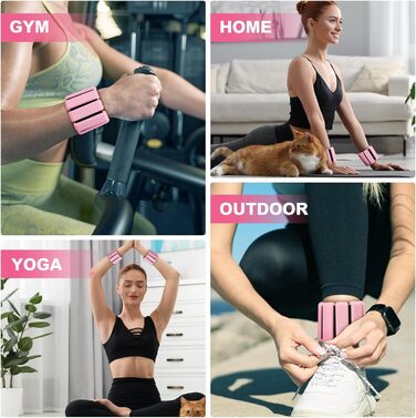 Набір вантажів для ніг та рук (2 шт., по 0,5 кг) - вантажні манжети для фітнесу, йоги, пілатесу, аеробіки, ходьби, плавання (рожевий)