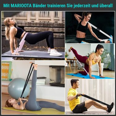 Набір з 3 еластичних стрічок для фітнесу - антиковзкі, дихаючі та еластичні - стрічки для м'язів, йоги, пілатесу та тренувань всього тіла - миються, довговічні та з сумкою. Довгі фітнес-стрічки з марочним дизайном.