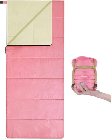 Сплячий мішок Ohuhu, компактний та ультралегкий (900г), літній, ковдровий, для дому та відпочинку, кемпінгу, подорожей, фестивалів (рожевий)
