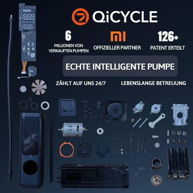 Електрична велосипедна помпа QiCYCLE P1 7800 мАг, 150PSI, 5 режимів, акумуляторна компресорна насос-автопомпа для авто, мото, м'ячів, Powerbank