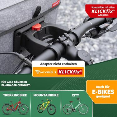 Велосипедна сумка на кермо MIVELO для KLICKfix, 100% водонепроникна, з відділенням для смартфона, для електровелосипедів, сіра
