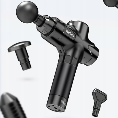 Професійний перкусійний масажер WELLMI MG04ULTRA BLACK, чорний, 12 насадок
