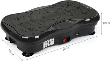 Вібраційна платформа Willonin для схуднення з LCD-дисплеєм, Bluetooth, USB, 2 стрічки опору, пульт керування, чорний колір