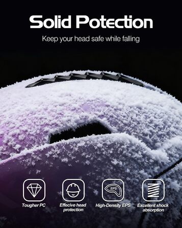 Шолом гірськолижний/сноуборд Ololand, унісекс, для дорослих та підлітків, регульований розмір, вентиляція, колір градієнт фіолетовий (S 51-55 см)