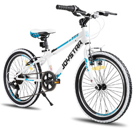 JOYSTAR Lubbock 20/24 дюйми: дитяче гірське велосипед для хлопчиків та дівчаток 7-12 років. 1/7-швидкісна передача, бічні стрічки, гірський велосипед 20 дюймів, білий колір