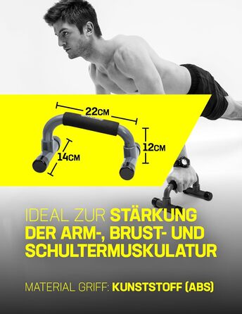 SPORTINATOR® міцні упори для віджимань з м'якими накладками, 2 шт, анатомічні упори для захисту зап'ясть, протиковзкі, для тренування рук, плечей і грудей, сірі