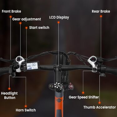 Електровелосипед GUNAI для чоловіків, гірський e-bike з ручкою газу, дисковими гальмами, дозволений для доріг