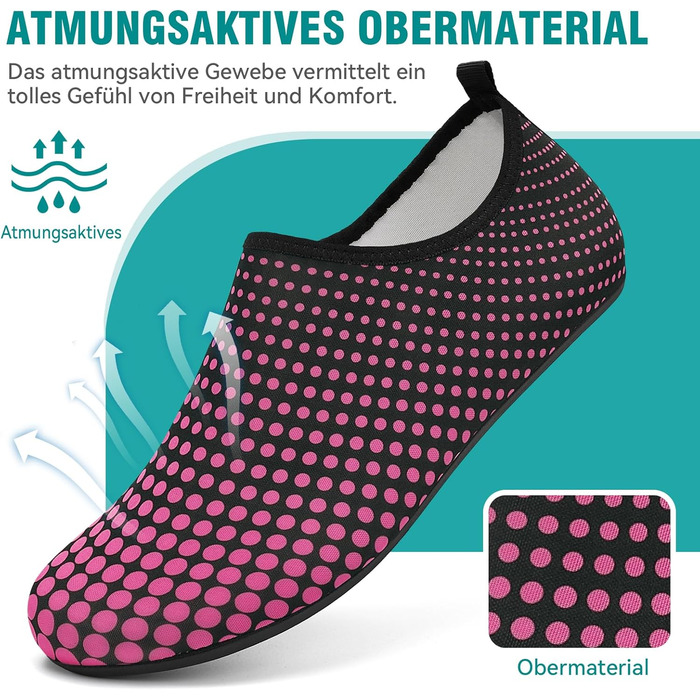 Шкарпетки для плавання та водних видів спорту, шкарпетки для басейну, шкарпетки для пляжу, антиковзкі, розмір 34-47 (40 EU, Rose Rot W995)