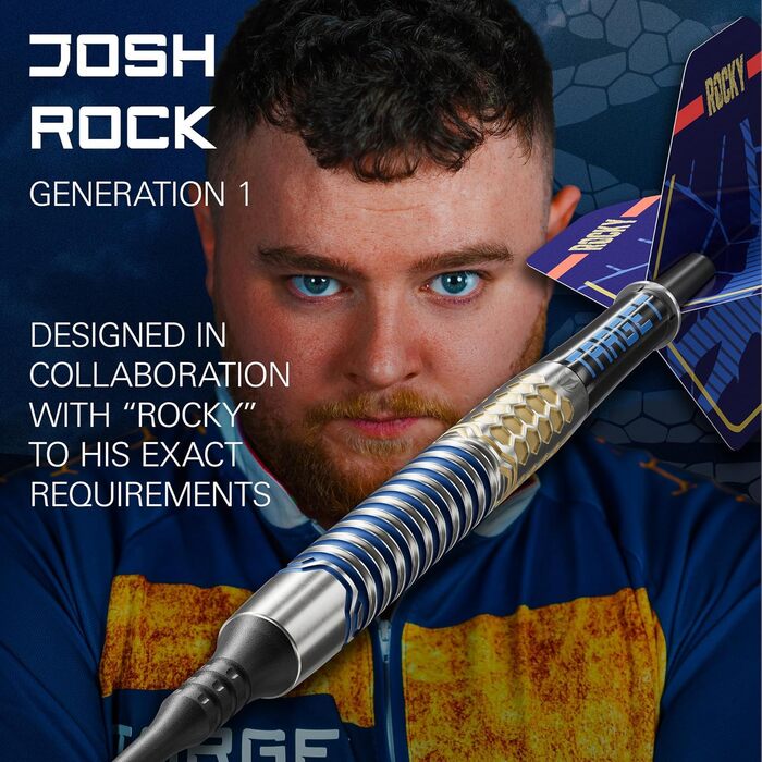 Дротики Target Josh Rock Gen 1, 90% вольфрам, 20 г, електронні Pixel Softdarts з чорними наконечниками, ігрова серія